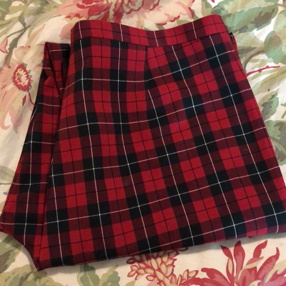 Vtg 90s JONES NY Size 14 Tartan Plaid Stretchy Flat Front HighWaist Snap-Close - Picture 16 of 16